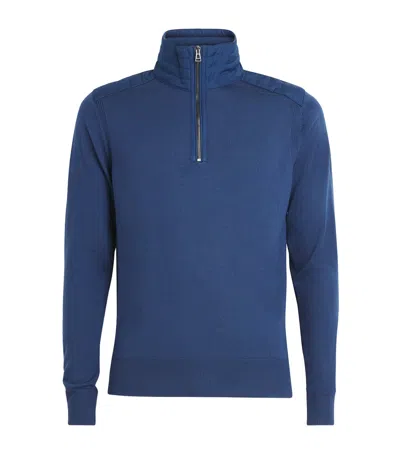 Belstaff Wool Kilmington Quarter-zip Sweater In Blue