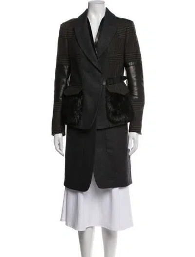 Pre-owned Belstaff Wool Plaid Print Coat In Grey