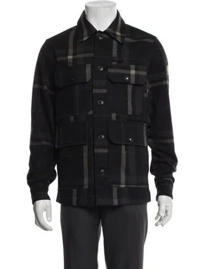 Pre-owned Belstaff Wool Plaid Print Utility Jacket In Black