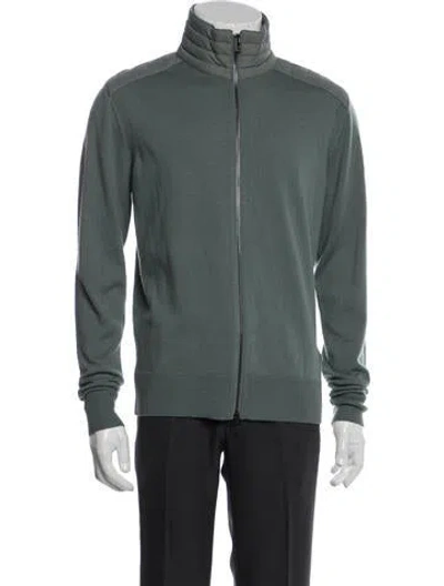 Pre-owned Belstaff Wool Turtleneck Cardigan In Green