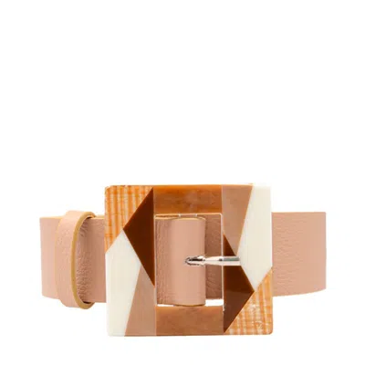 Beltbe Square Acrylic Buckle Belt In Brown