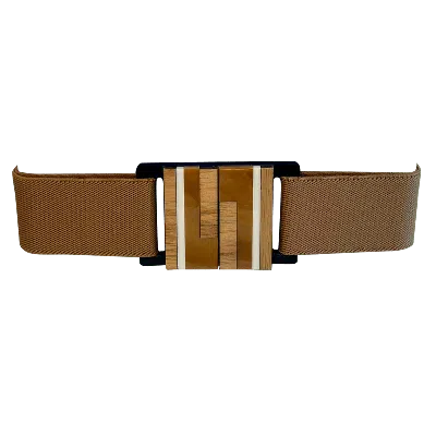 Beltbe Stretch Belt With Acrylic Buckle In Brown
