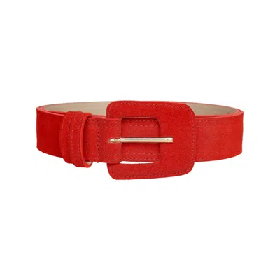 Beltbe Suede Rectangle Buckle Belt In Red
