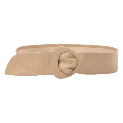 Beltbe Wide Triangle Buckle Belt In Beige