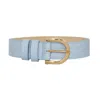 Beltbe Women's Arch Gold Metal Buckle Leather Belt - Baby Blue In Blue