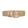 Beltbe Women's Arch Gold Metal Buckle Leather Belt - Metallic Gold In Gold