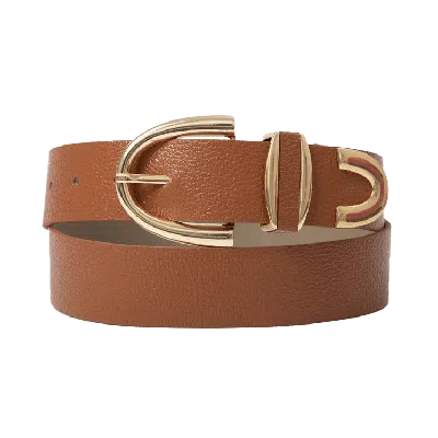 Beltbe Women's Brown Arch Buckle Leather Belt - Caramel