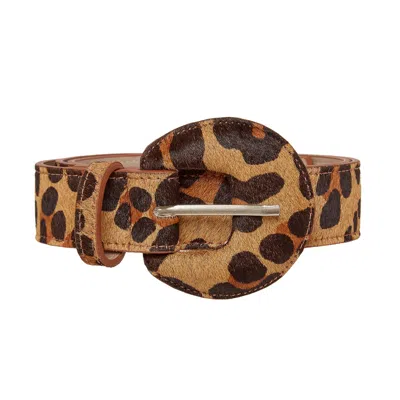 Beltbe Women's Brown Half Moon Buckle Belt - Caramel Leopard
