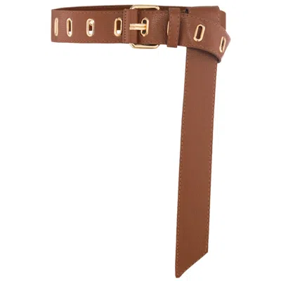 Beltbe Women's Brown Long Tip Eyelet Belt - Caramel