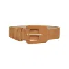 Beltbe Women's Brown Suede Rectangle Buckle Belt - Caramel In Brown