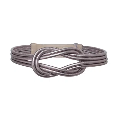 Beltbe Women's Grey / Silver Knot Leather Belt - Gunmetal In Grey/silver