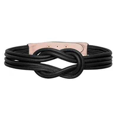 Beltbe Women's Knot Leather Belt - Black