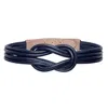 Beltbe Women's Knot Leather Belt - Navy Blue In Blue