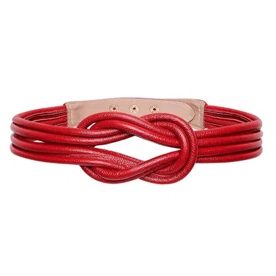 Beltbe Women's Knot Leather Belt - Red