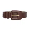 Beltbe Women's Leather Rectangle Buckle Belt - Brown In Brown