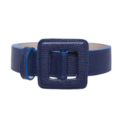 Beltbe Women's Mini Square Floater Buckle Belt - Navy Blue