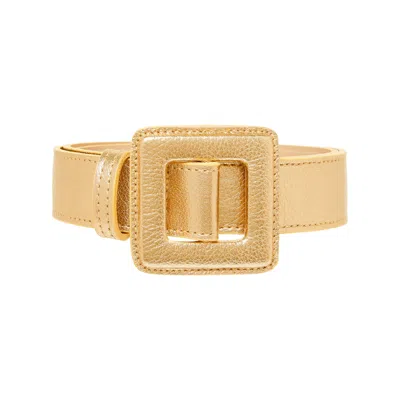 Beltbe Women's Mini Square Metallic Buckle Belt - Light Gold