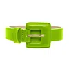 Beltbe Women's Mini Square Narrow Leather Belt - Lime Green In Green