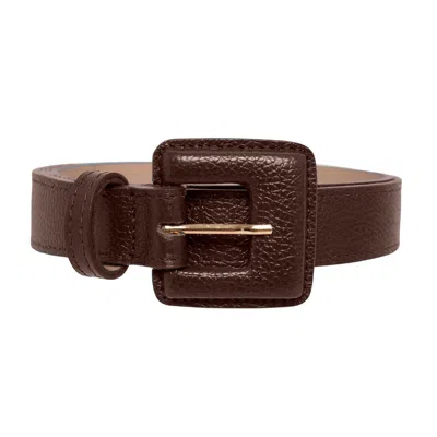 Beltbe Women's Mini Square Narrow Leather Belt - Brown