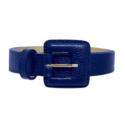 Beltbe Women's Mini Square Narrow Leather Belt - Cobalt Blue