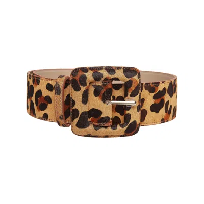 Beltbe Women's Neutrals Square Buckle Belt - Leopard Caramel In Brown