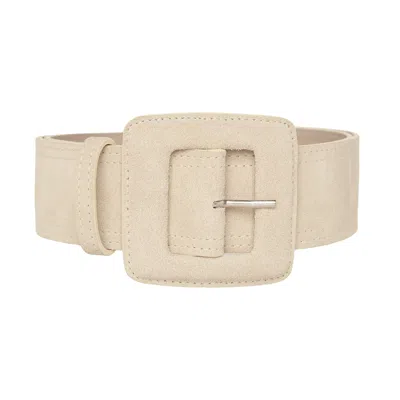 Beltbe Women's Neutrals Suede Square Buckle Belt - Beige