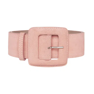 Beltbe Women's Pink / Purple Suede Square Buckle Belt - Blush Pink