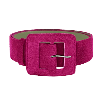 Beltbe Women's Pink / Purple Suede Square Buckle Belt - Dark Pink