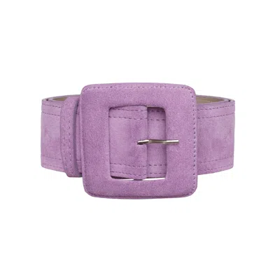 Beltbe Women's Pink / Purple Suede Square Buckle Belt - Lilac In Pink/purple