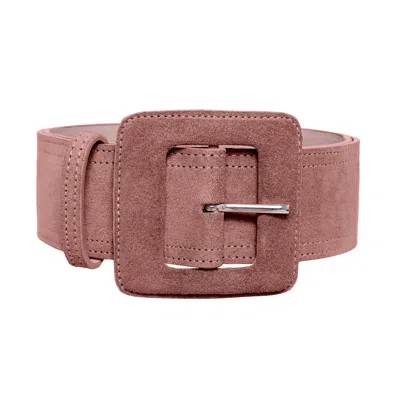 Beltbe Women's Pink Suede Square Buckle Belt - Dusty Rose