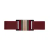 Beltbe Women's Red Stretch Belt With Acrylic Buckle - Wine Multicolor Stripes