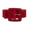 Beltbe Women's Red Suede Square Buckle Belt - Wine In Red