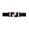 Beltbe Women's Stretch Belt With Multicolor Acrylic Buckle - Black