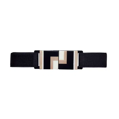 Beltbe Women's Stretch Belt With Multicolor Acrylic Buckle - Black