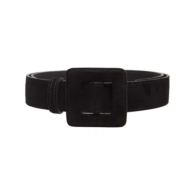 Beltbe Mini Square Suede Buckle Belt In Black