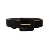 Beltbe Women's Suede Rectangle Buckle Belt - Black In Black