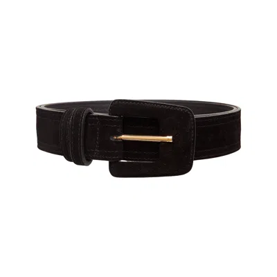 Beltbe Women's Suede Rectangle Buckle Belt - Black