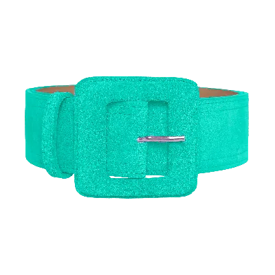 Beltbe Women's Suede Square Buckle Belt - Acqua Green
