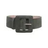 Beltbe Women's Suede Square Buckle Belt - Army Green In Green