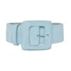 Beltbe Women's Suede Square Buckle Belt - Baby Blue In Blue