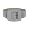 BELTBE WOMEN'S SUEDE SQUARE BUCKLE BELT - GREY