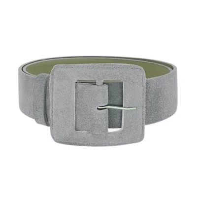 Beltbe Suede Square Buckle Belt In Grey