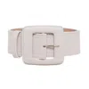 Beltbe Women's Suede Square Buckle Belt - Off White In White