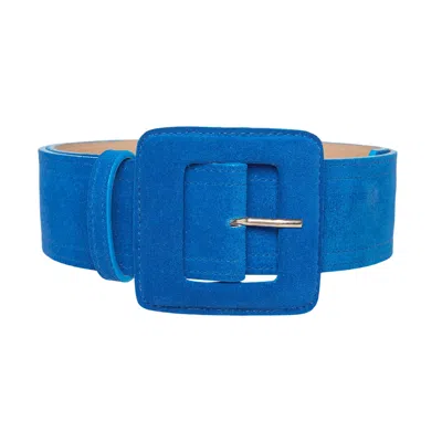 Beltbe Women's Suede Square Buckle Belt - Royal Blue