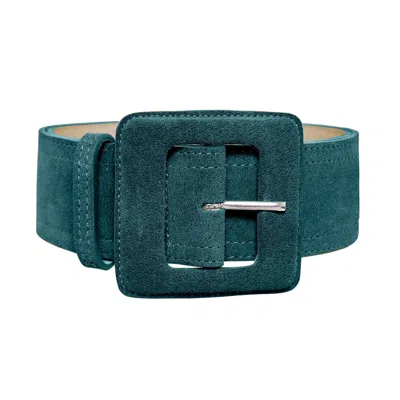 Beltbe Women's Suede Square Buckle Belt - Pine Green