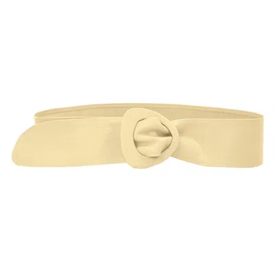 Beltbe Women's Wide Triangle Buckle Belt - Butter Yellow