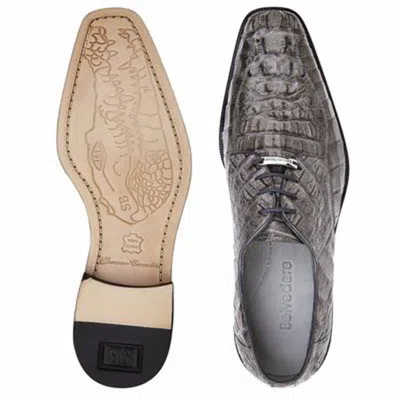 Pre-owned Belvedere Chapo Gray Genuine Caiman Men's Lace-up Shoes