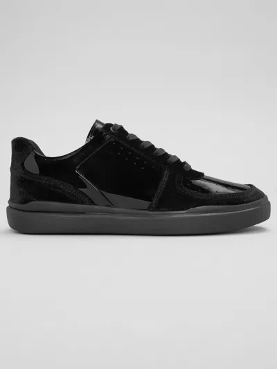 Belvedere Edmound Velvet And Patent Leather Court Sneaker In Black
