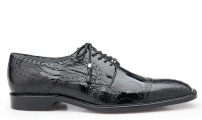 Pre-owned Belvedere Men's Batta 14006 Black Genuine Ostrich Lace Up W/ Tassels Dress Shoes