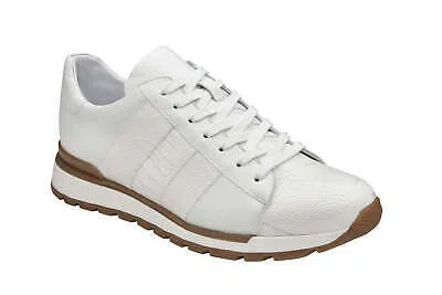 Pre-owned Belvedere Men's Blake White Genuine Ostrich And Soft Italian Calf Shoes